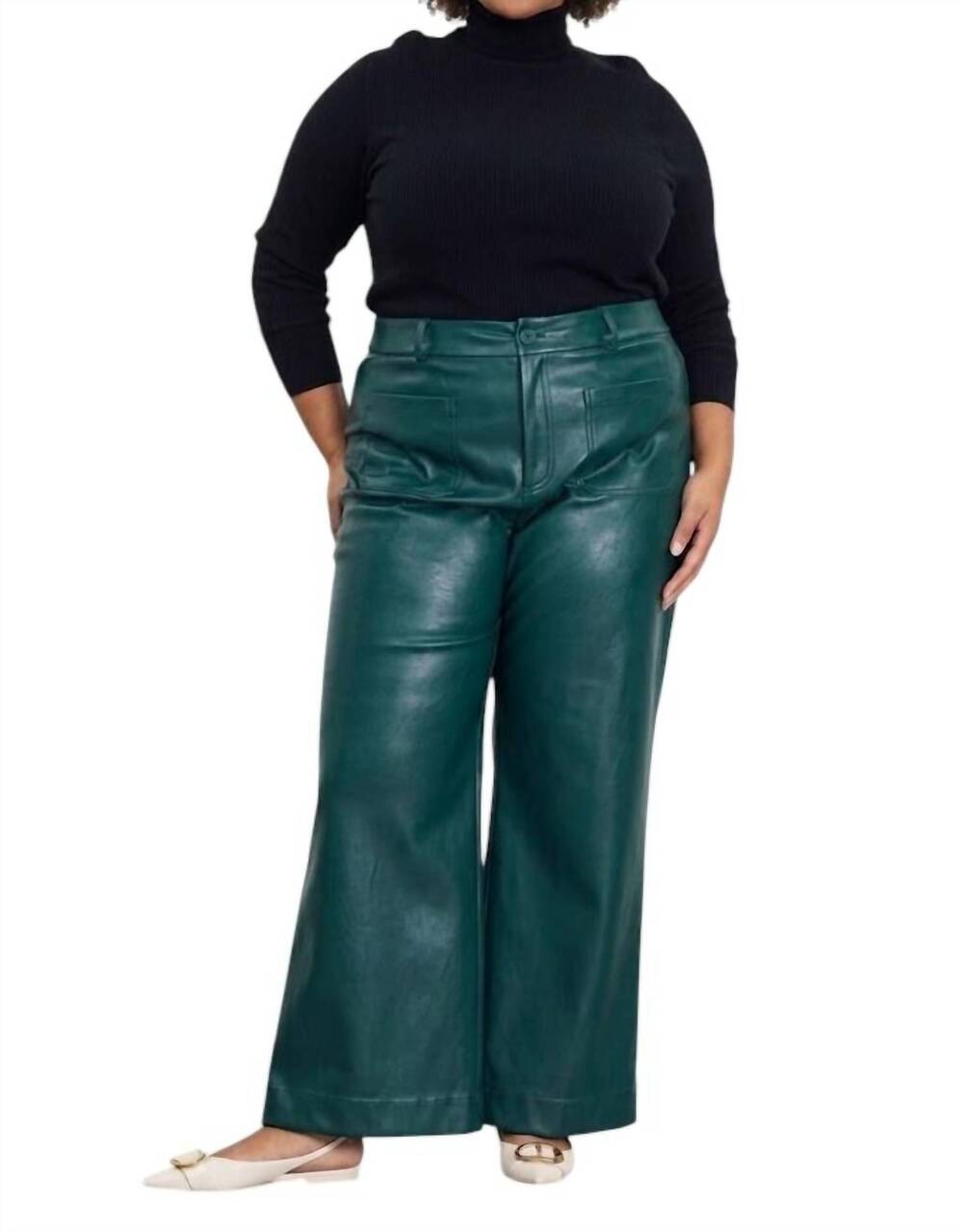 NEW SKIES ARE BLUE daxen faux leather pant in hunter